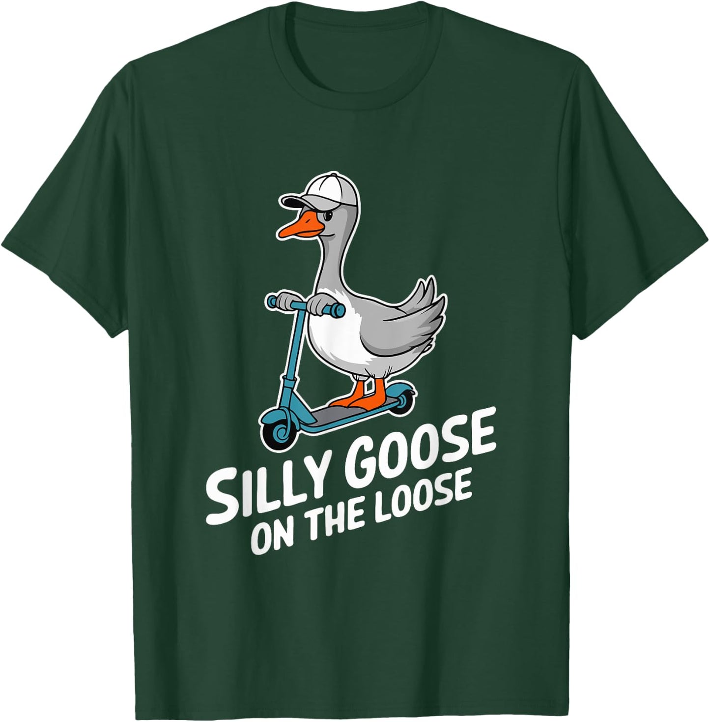Funny Scooter Silly Goose on the loose Bird Animal Quirky T-Shirt - T-Shirt | Forest