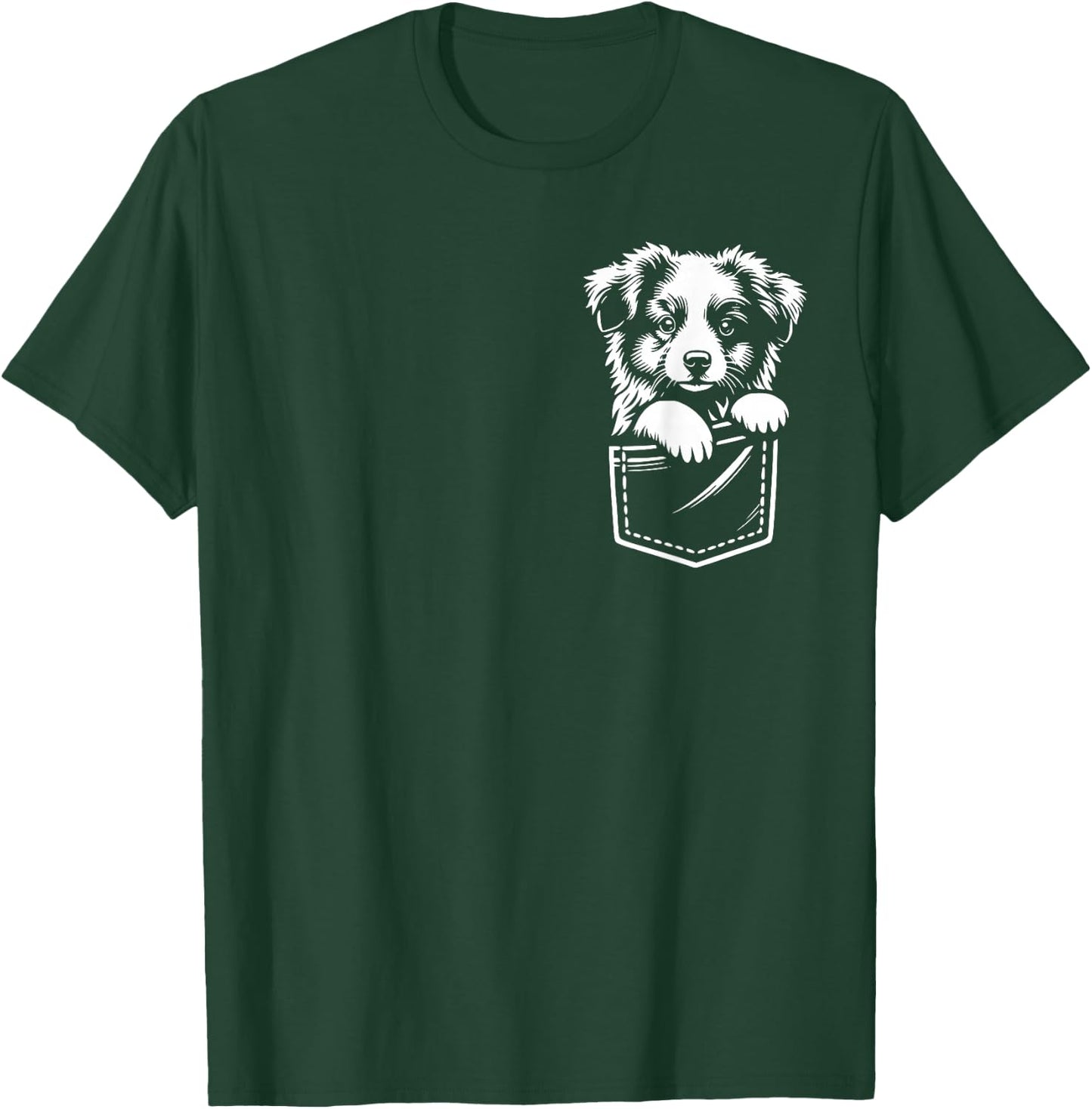 Cute Australian Shepherd Peeking Aussie Dog Graphic Design T-Shirt - T-Shirt | Forest