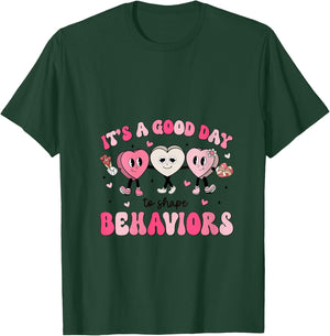 It's A Beautiful Day To Shape Behaviors Analyst Valentine V-Neck T-Shirt - T-Shirt | Forest