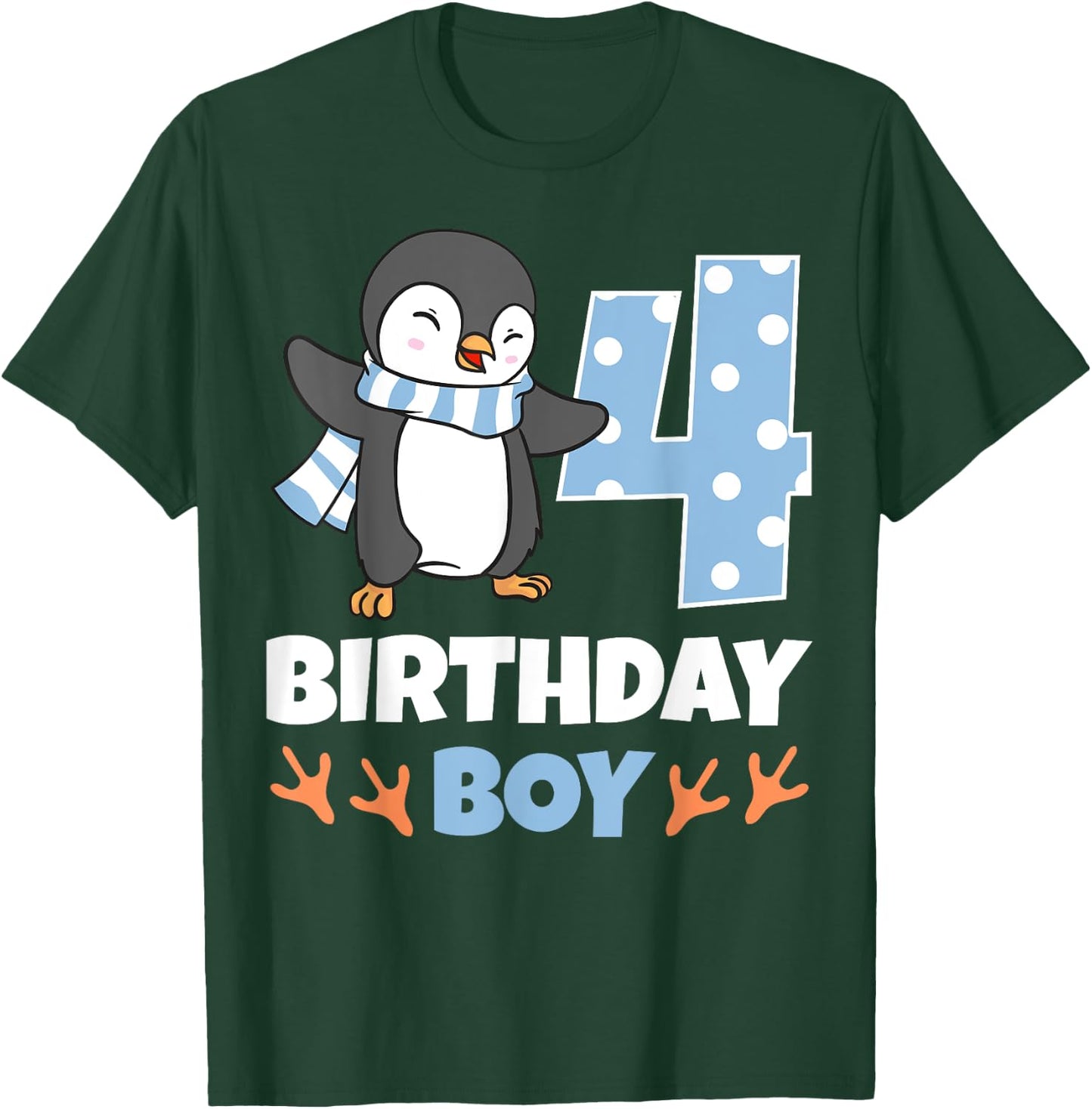 Penguin 4th Birthday Boy Winter Theme Party Celebration T-Shirt - T-Shirt | Forest