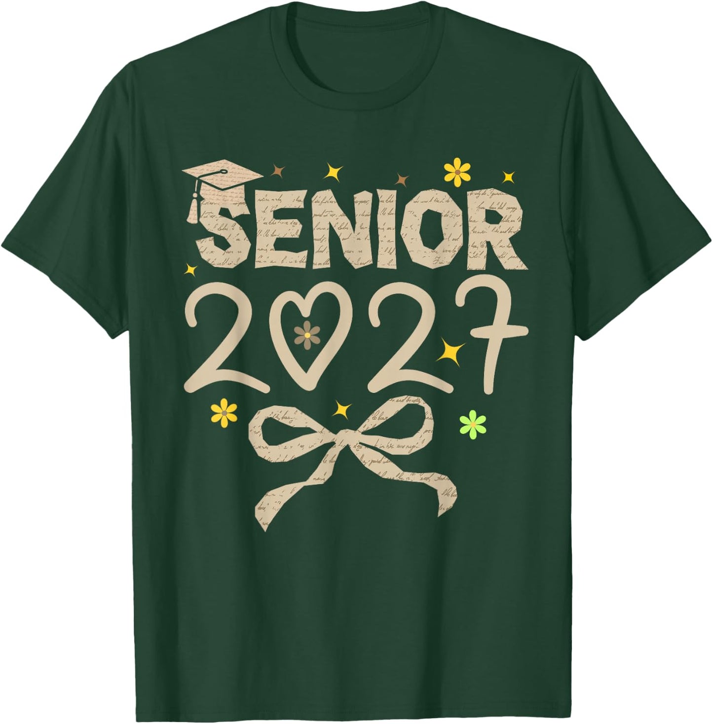 Class of 2027 Senior Coquette Bow 2027 Graduation T-Shirt - T-Shirt | Forest