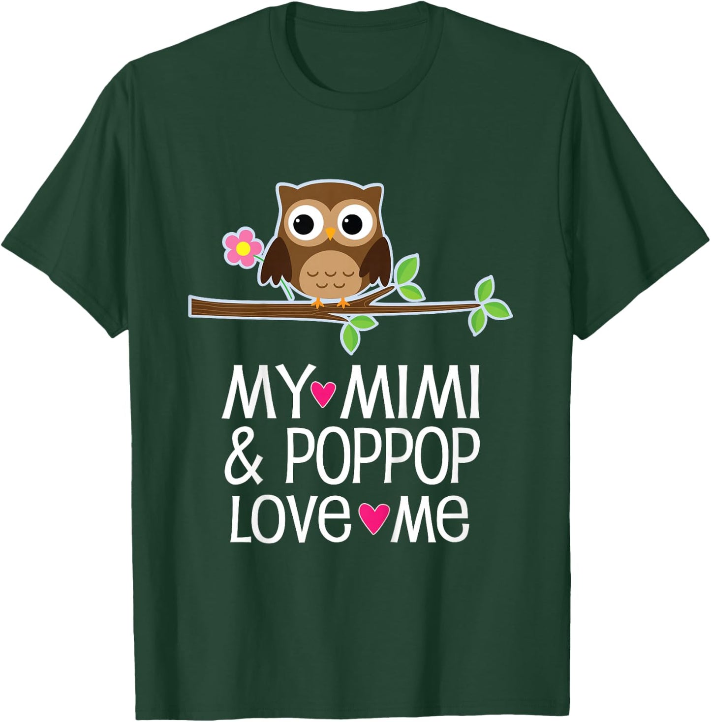 My Mimi and PopPop Love Me Grandchild Owl T-Shirt - T-Shirt | Forest