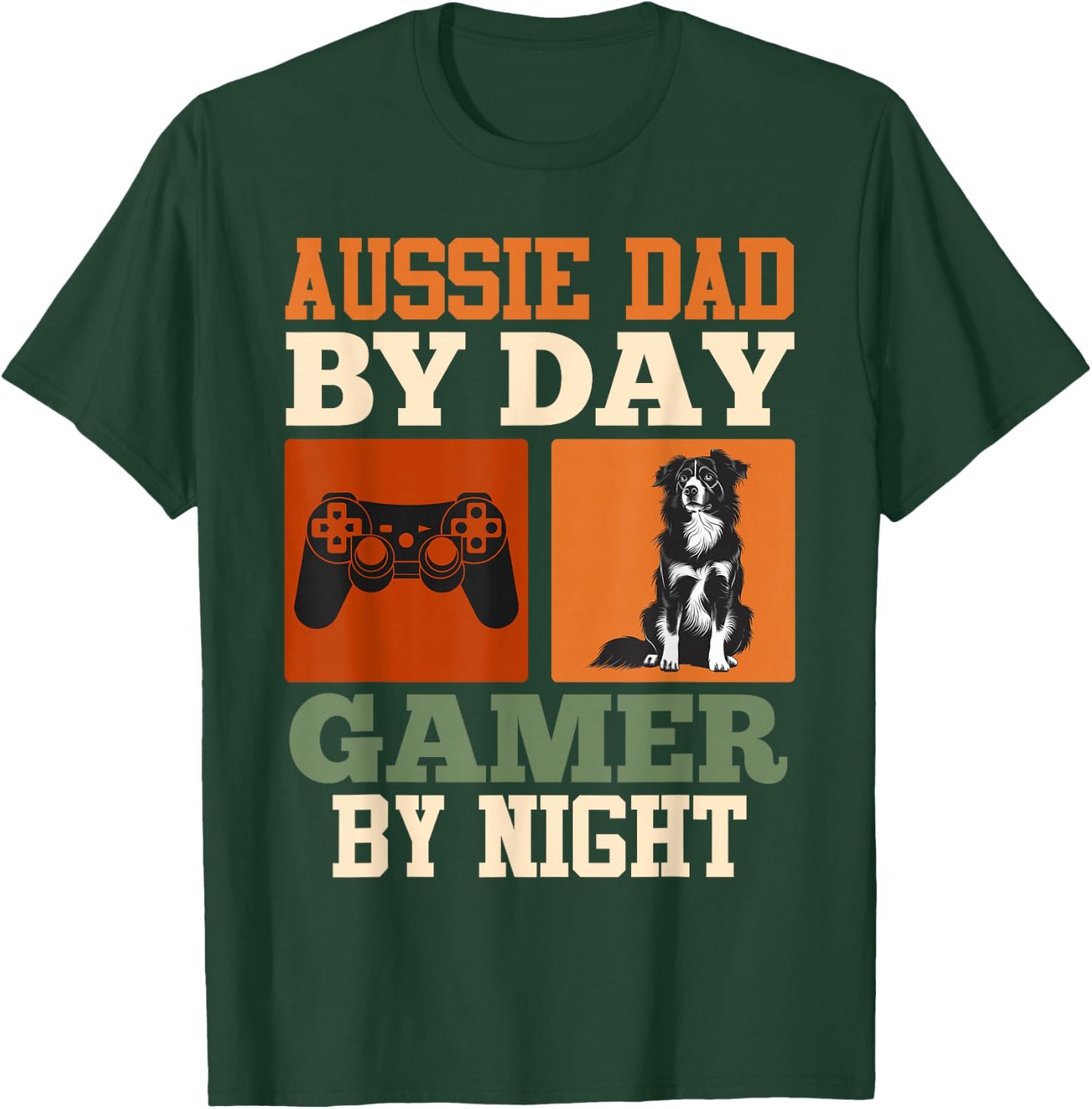 AUSSIE DAD BY DAY GAMER BY NIGHT Funny Vintage T-Shirt - T-Shirt | Forest