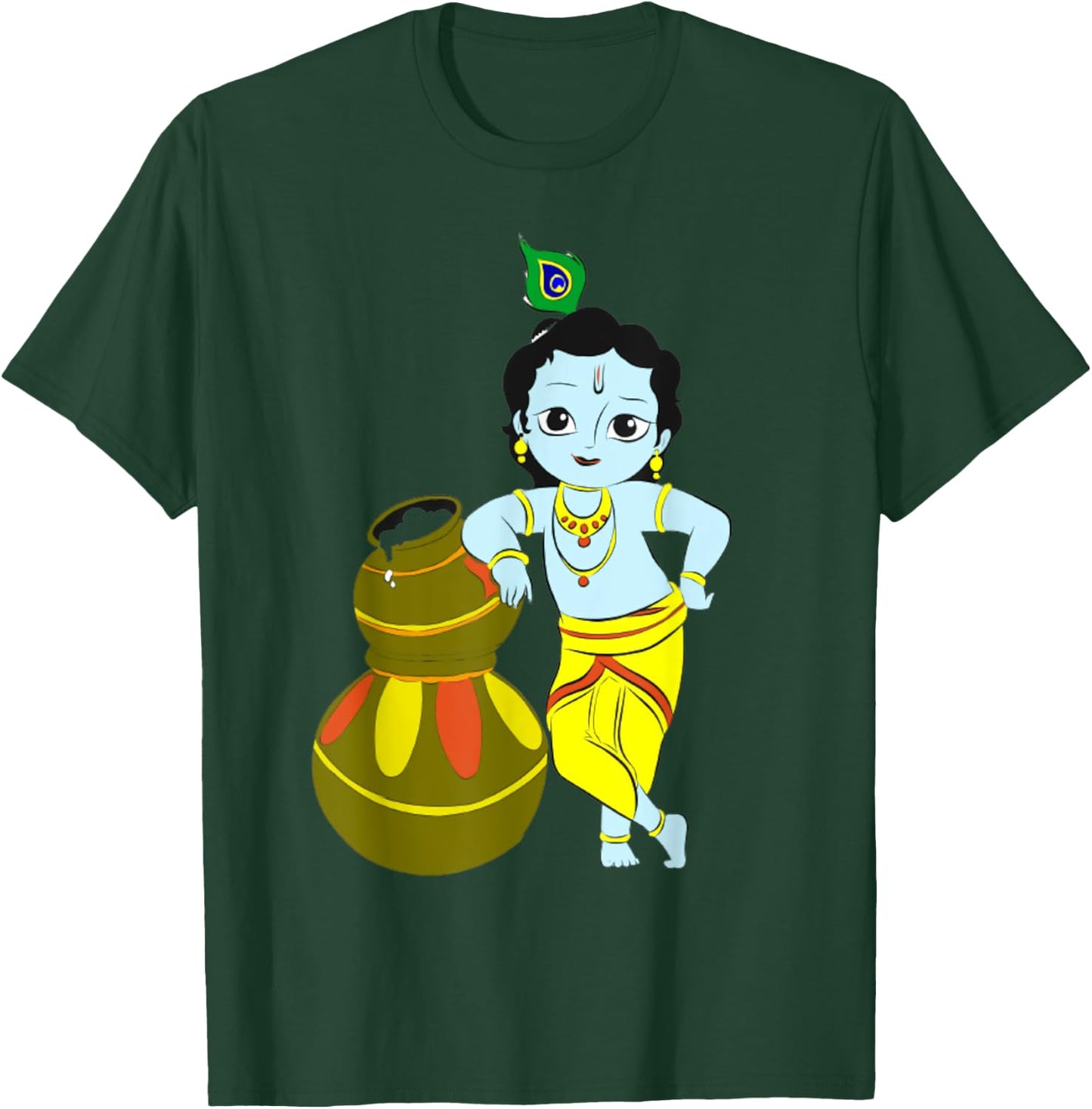 Yoga Meditation Spiritual Hindu God Krishna T-Shirt - T-Shirt | Forest