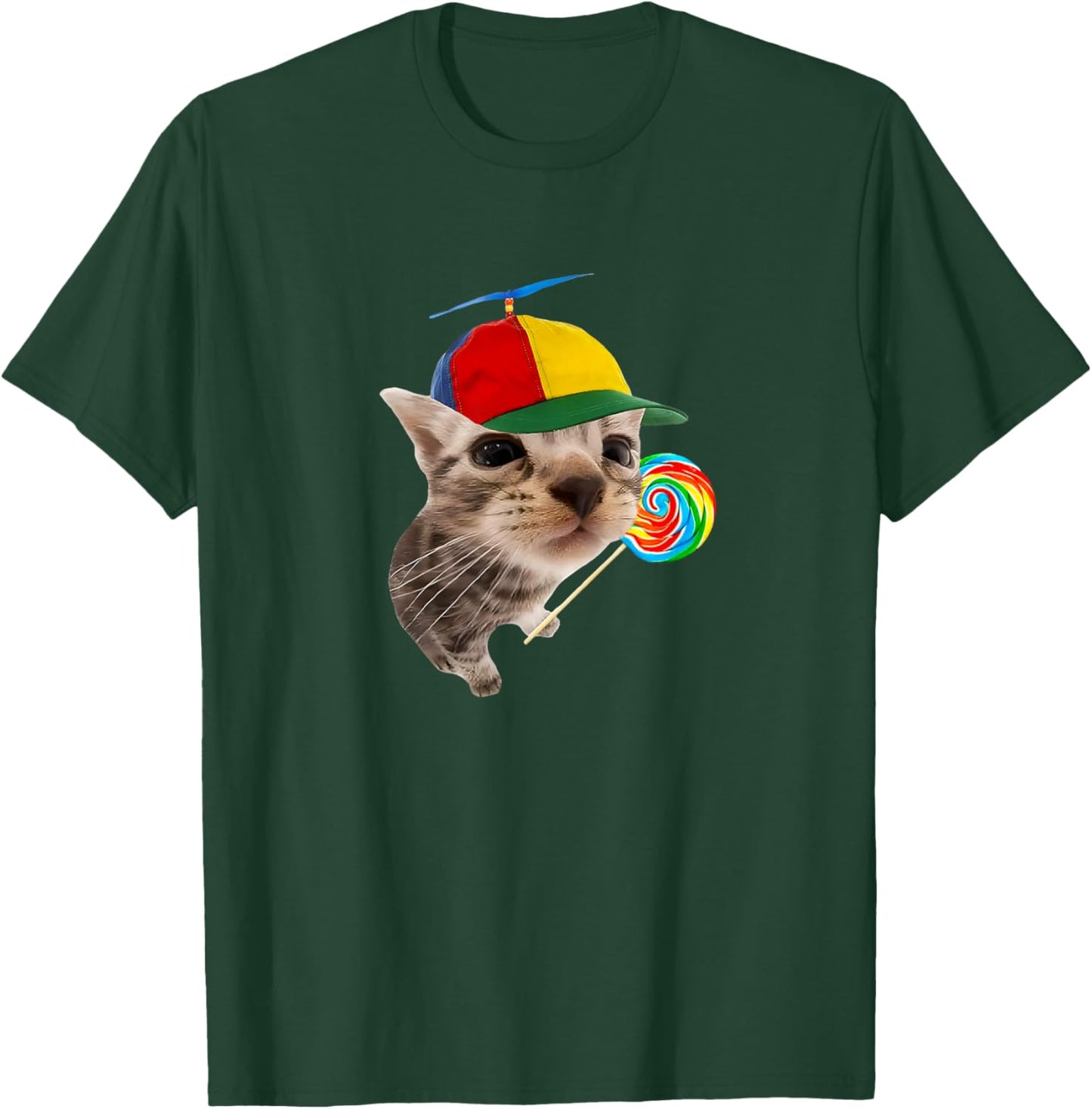 Silly Cat with Lollipop Meme T-Shirt - T-Shirt | Forest