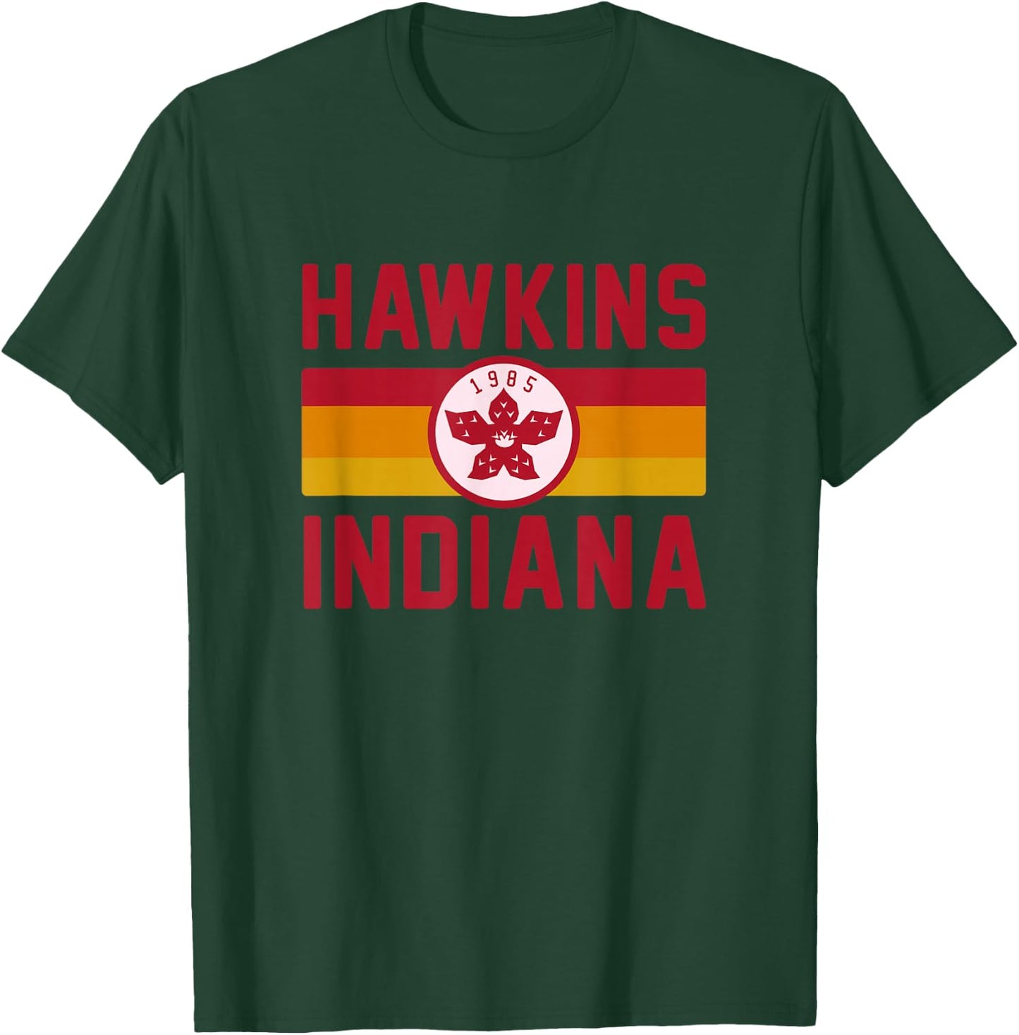Stranger Things Hawkins Indiana 1985 Sunset Stripe Vintage T-Shirt - T-Shirt | Forest