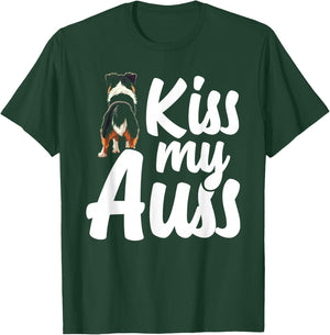 Kiss My Auss Australian Shepherd Dog T-Shirt - T-Shirt | Forest
