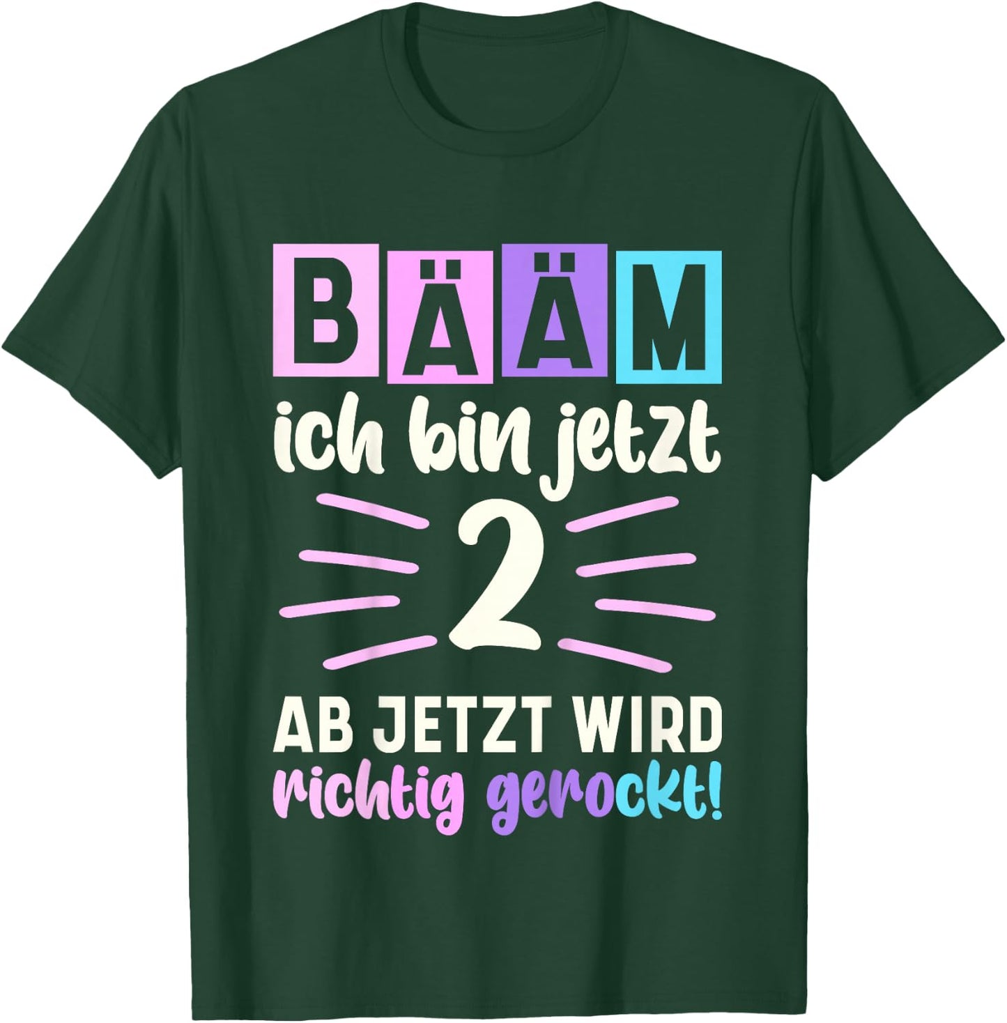 Bääm Ich bin jetzt 2 Geburtstag Zwei Jahre Mädchen T-Shirt - T-Shirt | Forest
