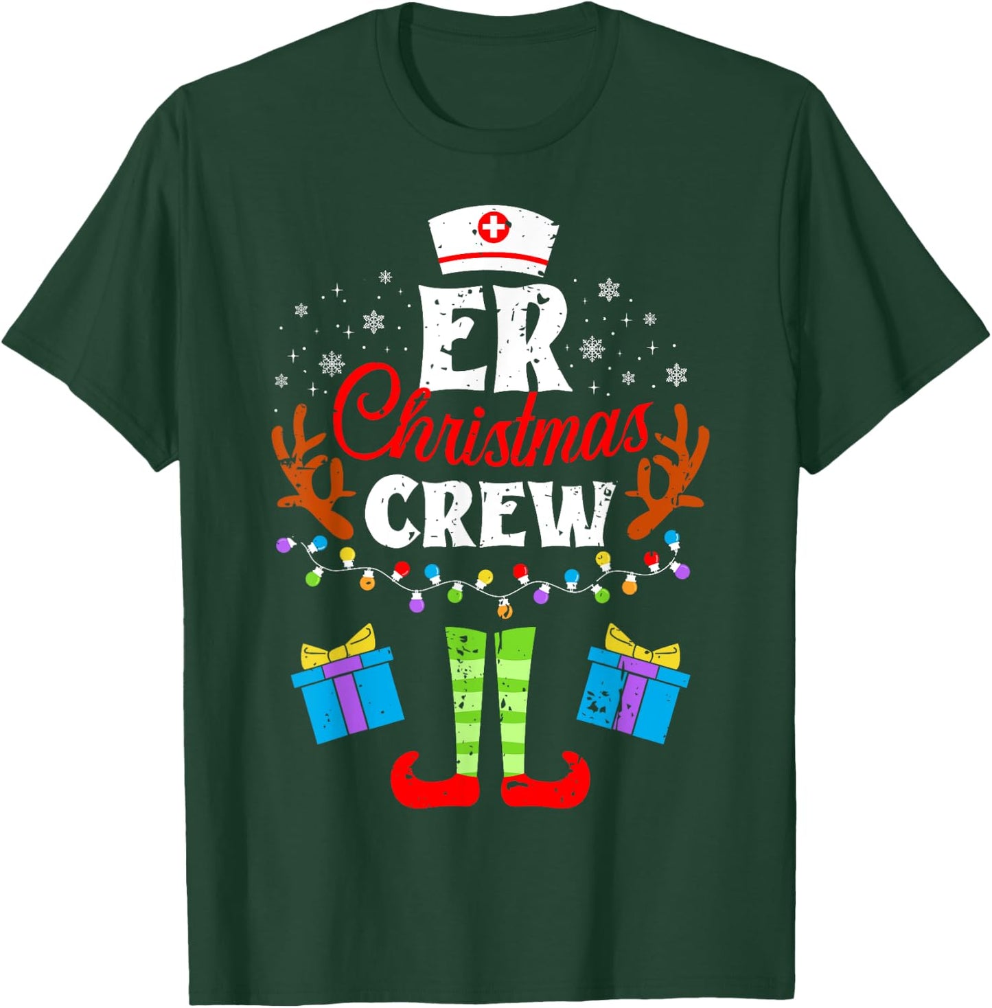 ER Christmas Nurse Crew Nursing Women Men Pajama Xmas T-Shirt - T-Shirt | Forest