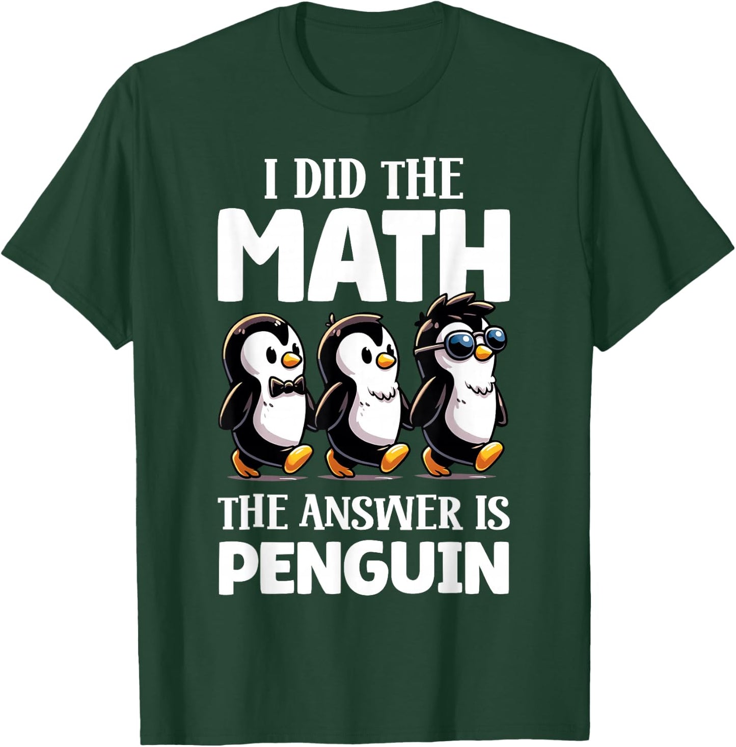 Math Penguin Teacher Funny Graphic T-Shirt - T-Shirt | Forest
