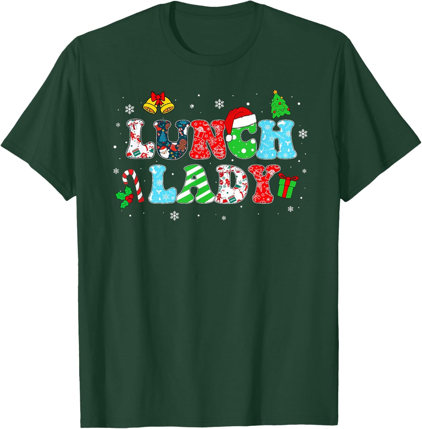 Groovy Lunch Lady Christmas Matching Xmas Lunch Lady Women T-Shirt - T-Shirt | Forest