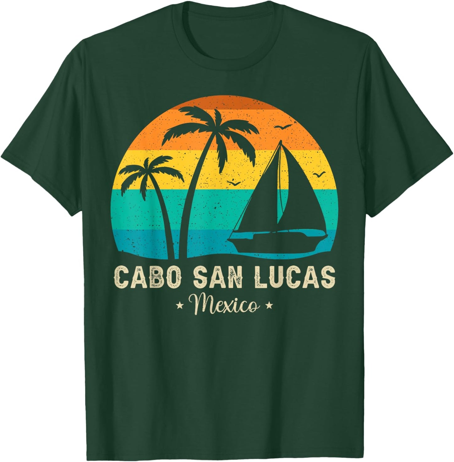 Vintage Cabo San Lucas Mexico Sunset, Vacation Summer Men Women Girls Kids T-Shirt - T-Shirt | Forest