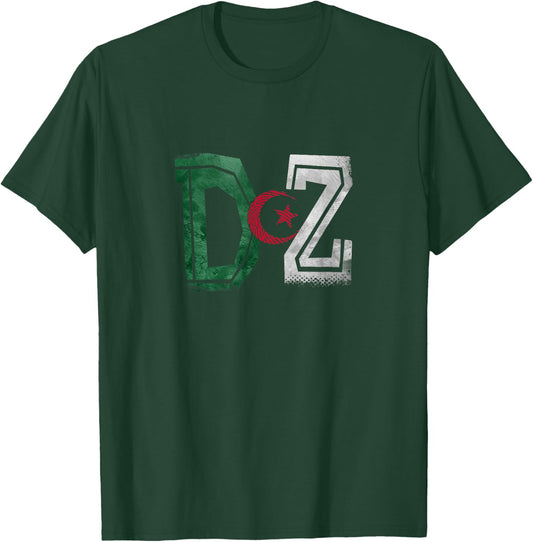 Algerian Flag Football Gift Jersey Dz , Black, S T-Shirt - T-Shirt | Forest