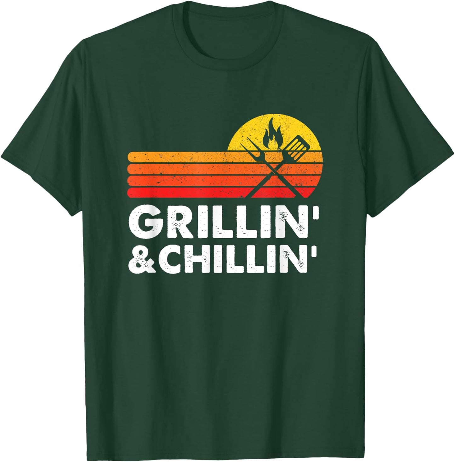 Grilling And Chilling Smoke Meat BBQ Gift Home Cook Dad Men T-Shirt - T-Shirt | Forest