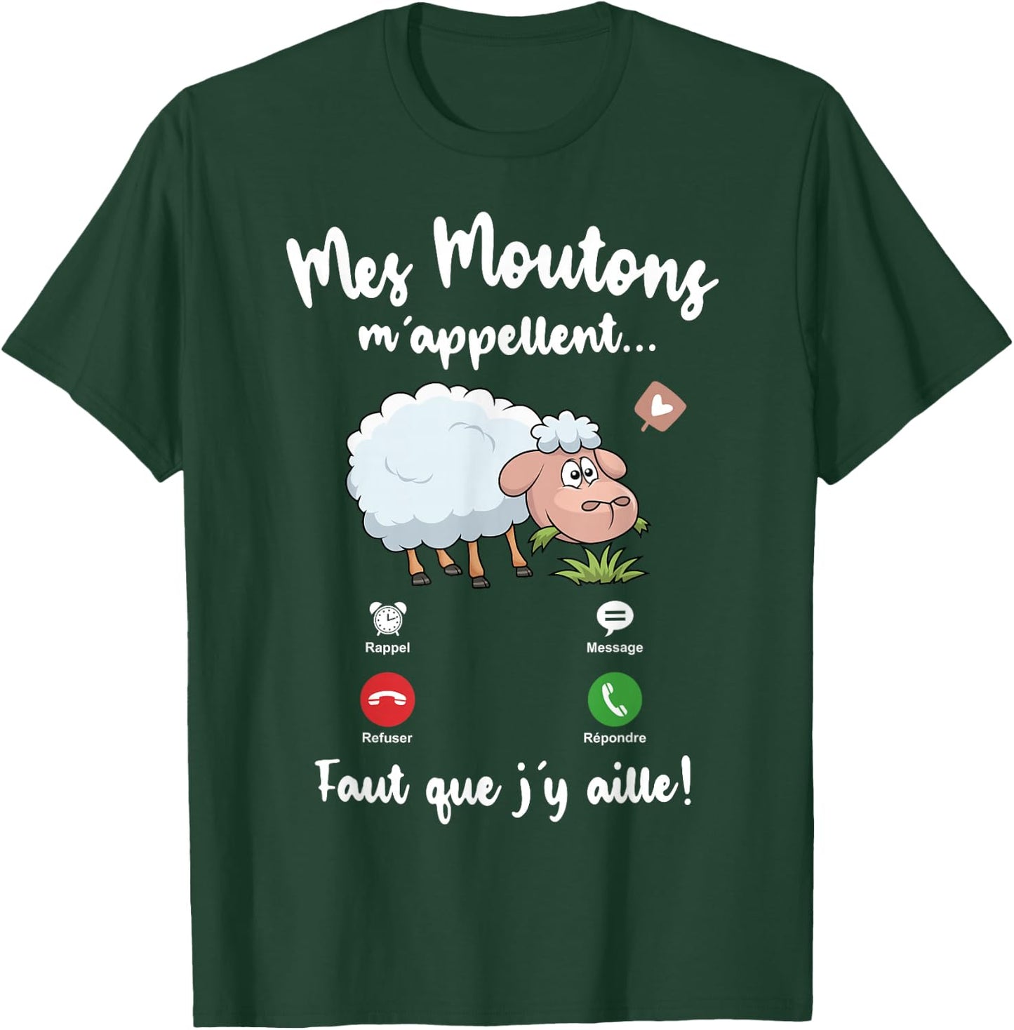 Mes Mes Moutons m'appelent me Woman Girl Child Sheep , Black T-Shirt - T-Shirt | Forest