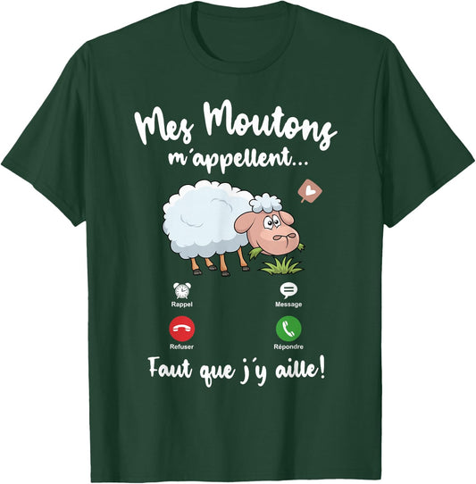 Mes Mes Moutons m'appelent me Woman Girl Child Sheep , Black T-Shirt - T-Shirt | Forest