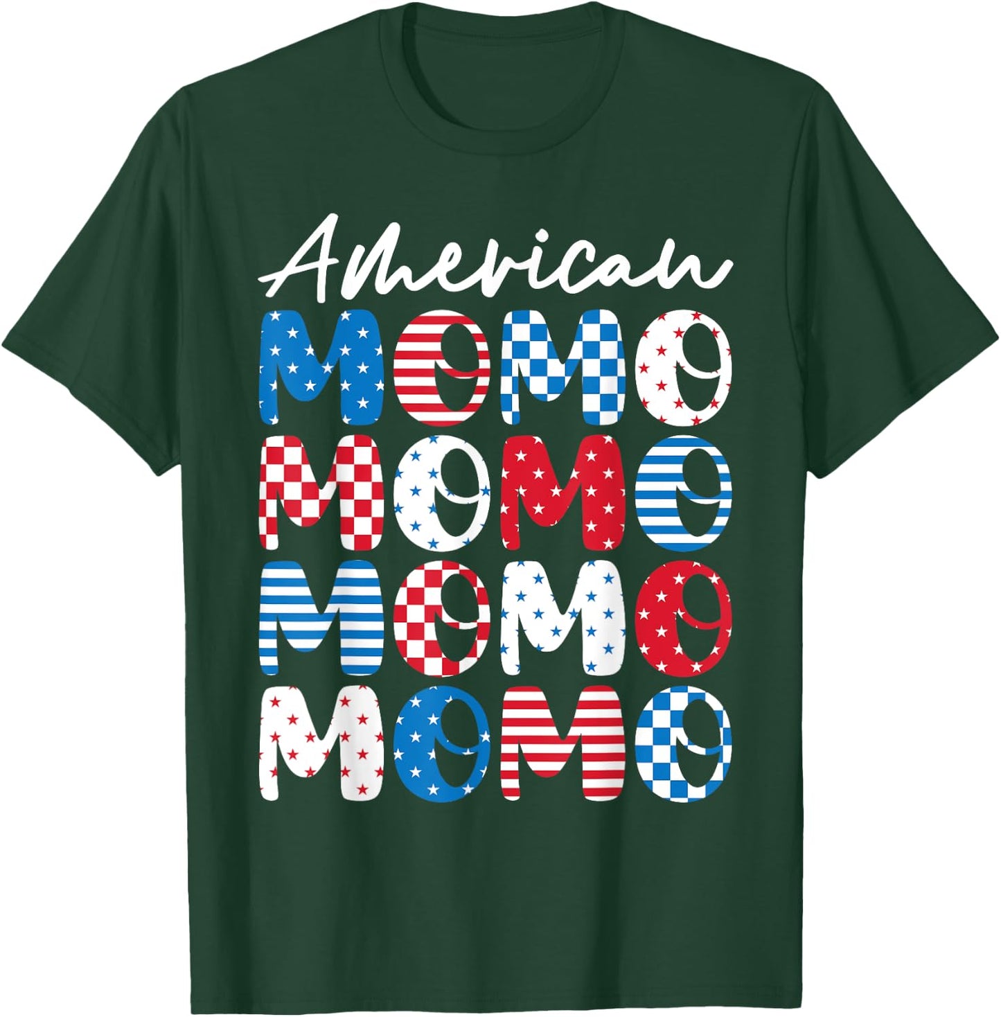 American Momo Momo Momo Red White Blue Stars Stripes Mother T-Shirt - T-Shirt | Forest