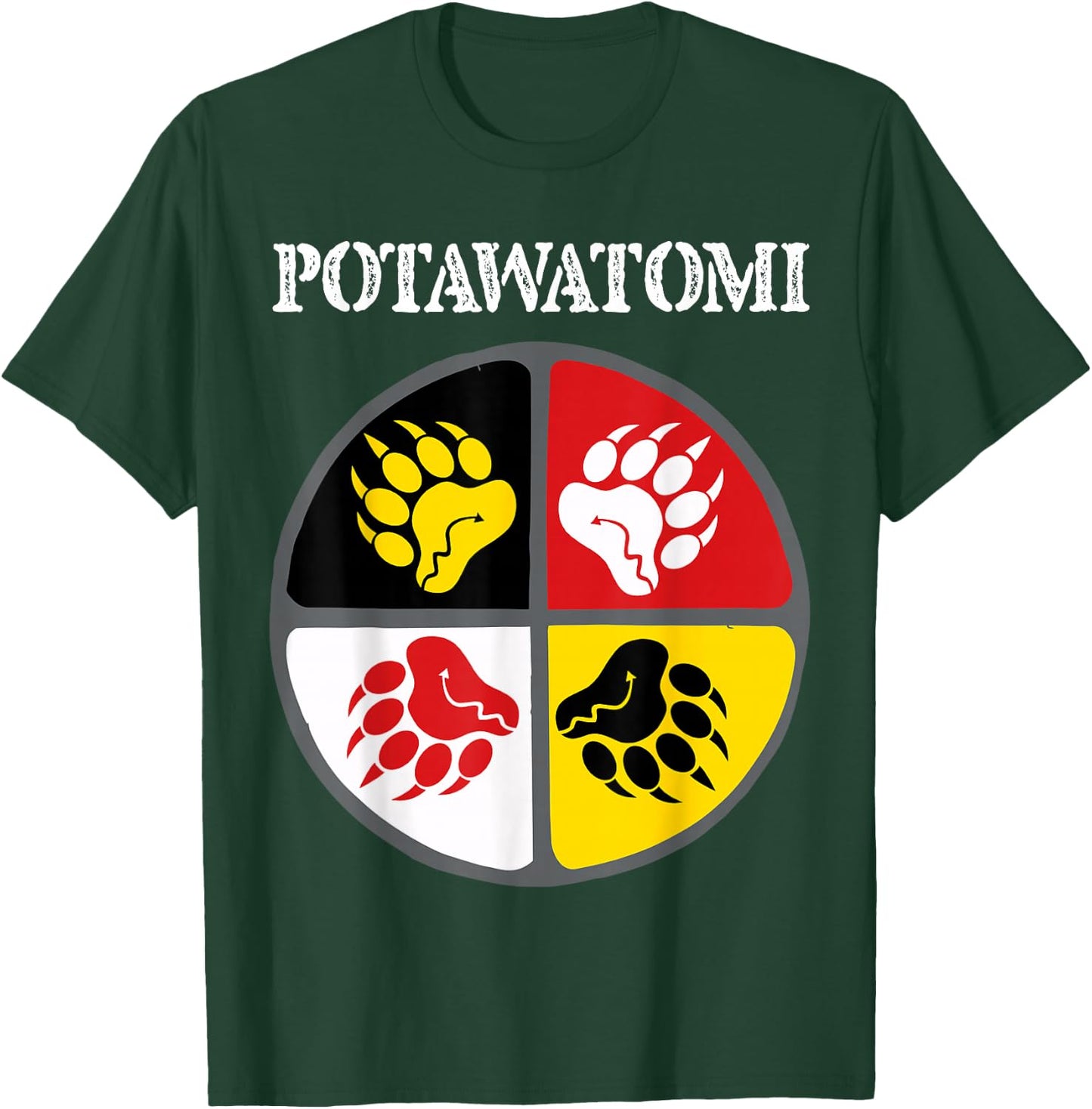 Potawatomi Tribe Native American Medicine Wheel T-Shirt - T-Shirt | Forest