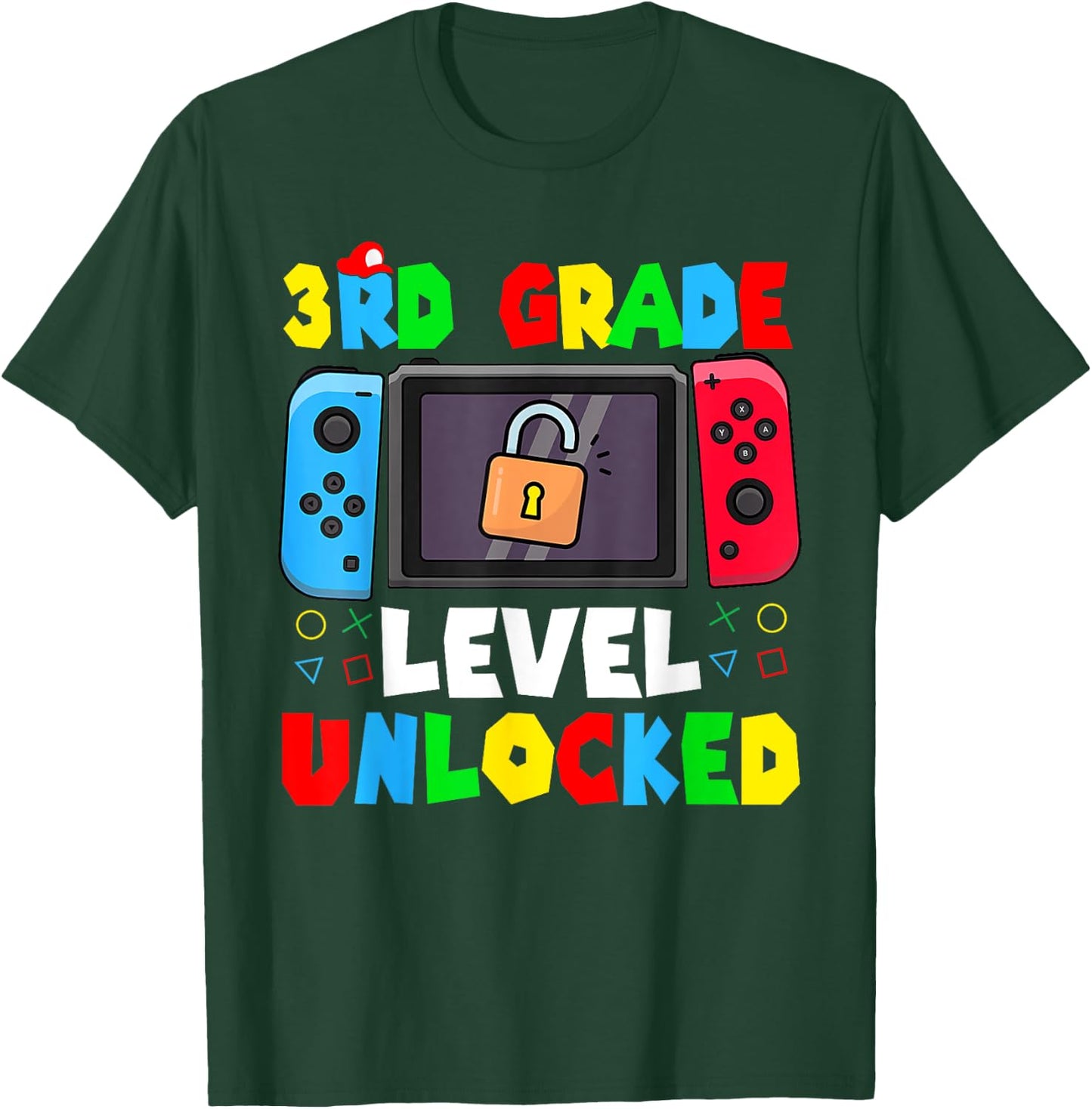 3rd Grade Level Unlocked Back to School First Day Gamer Boys T-Shirt - T-Shirt | Forest