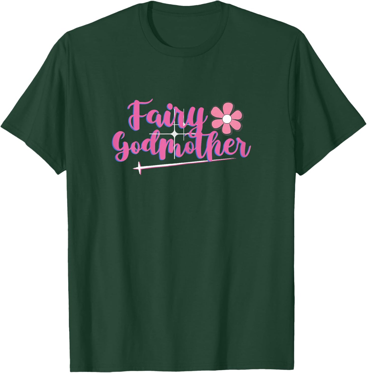 Fairy Godmother Godparent Godchildren Godmom Gift | Women's Black X-Small Modern Collarless Round Neck Short Sleeve T-Shirt - T-Shirt | Forest