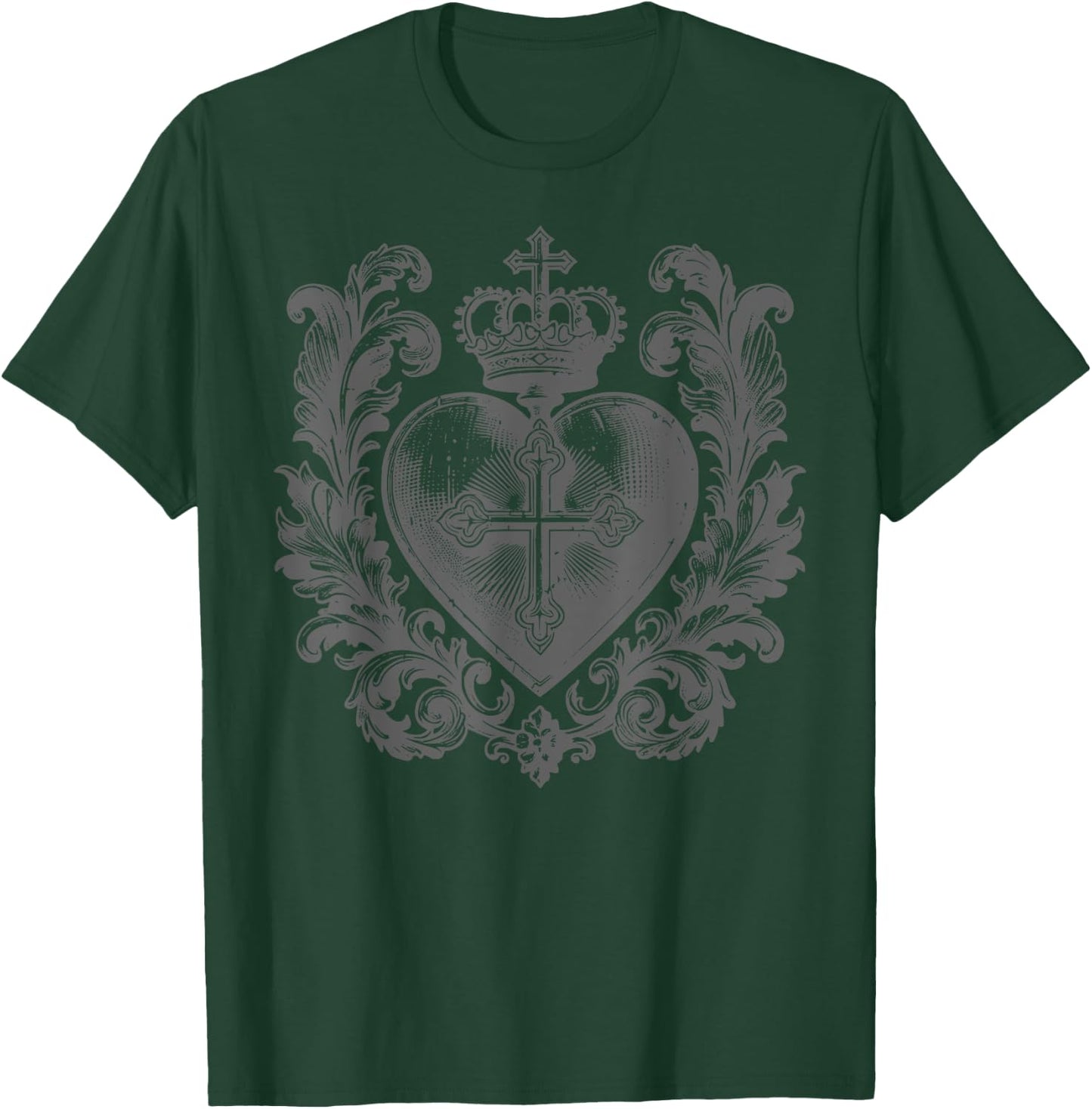 Vintage Catholic Ex Voto Heart , Black, S T-Shirt - T-Shirt | Forest