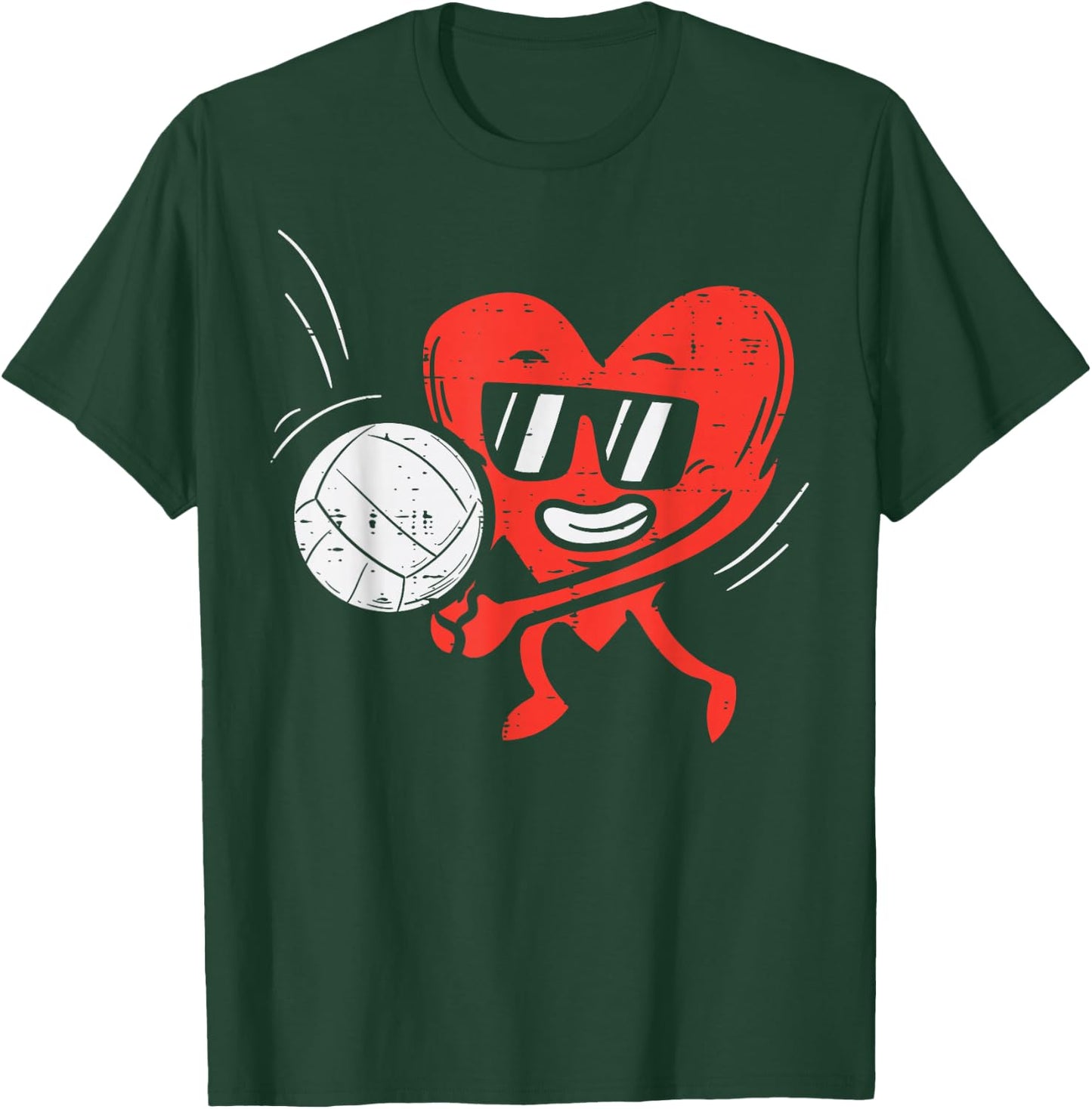 Heart Playing Volleyball Valentines Day Love Sports Girls T-Shirt - T-Shirt | Forest