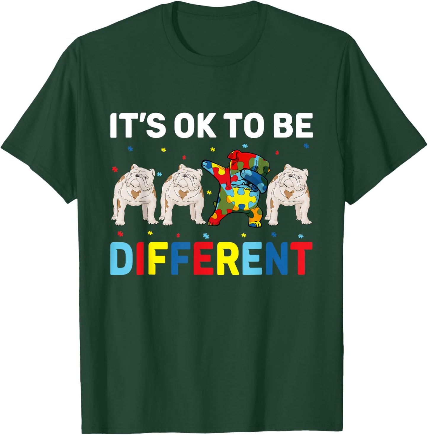 Autism Awareness Day Gift Funny Dabbing English Bulldog T-Shirt - T-Shirt | Forest