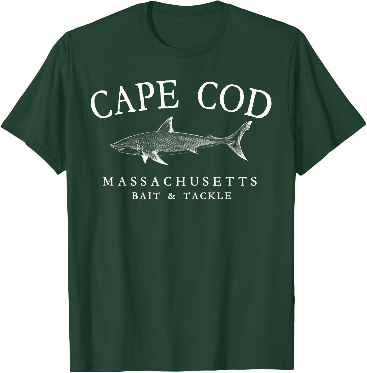 Cape Cod Massachusetts Shark White Art Fishing T-Shirt - T-Shirt | Forest