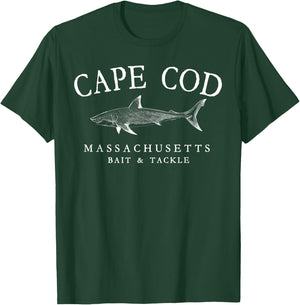 Cape Cod Massachusetts Shark White Art Fishing T-Shirt - T-Shirt | Forest