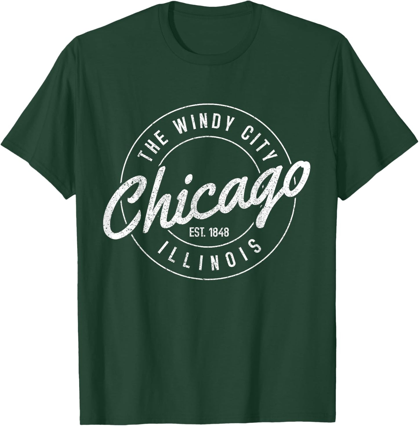 Chicago Est. 1848 Illinois The Windy City Souvenir Gift Small T-Shirt - T-Shirt | Forest