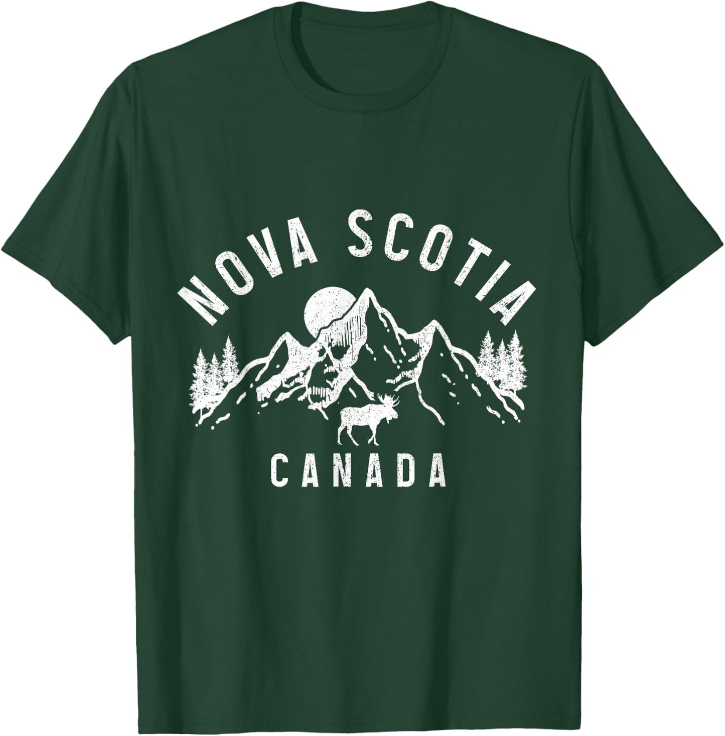 Nova Scotia Canada Souvenir Vintage Mountains Moose T-Shirt - T-Shirt | Forest