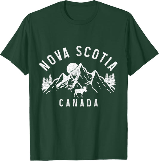 Nova Scotia Canada Souvenir Vintage Mountains Moose T-Shirt - T-Shirt | Forest