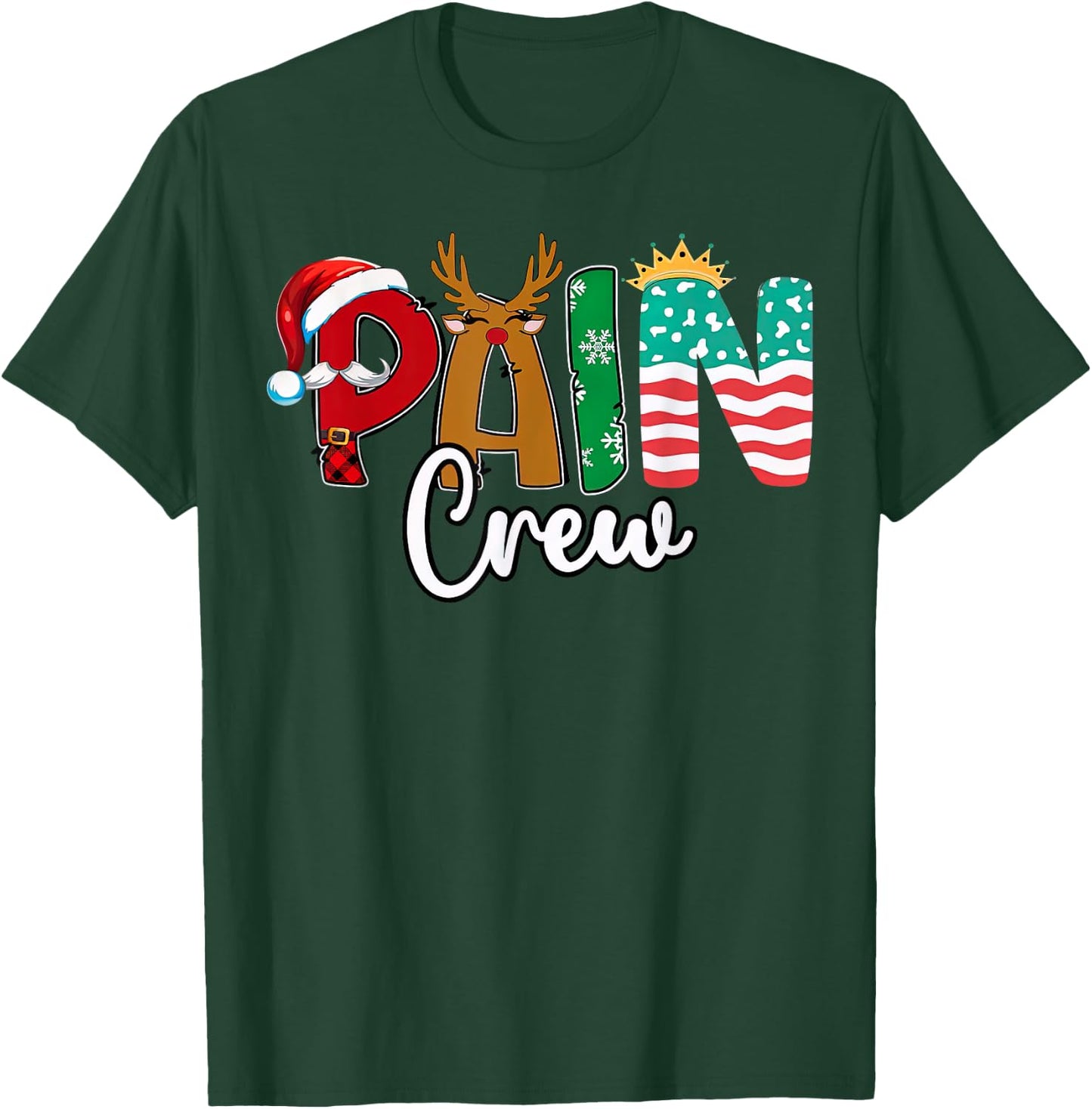 Pain Management Nurse Christmas Pain Crews Scrub Top Women T-Shirt - T-Shirt | Forest