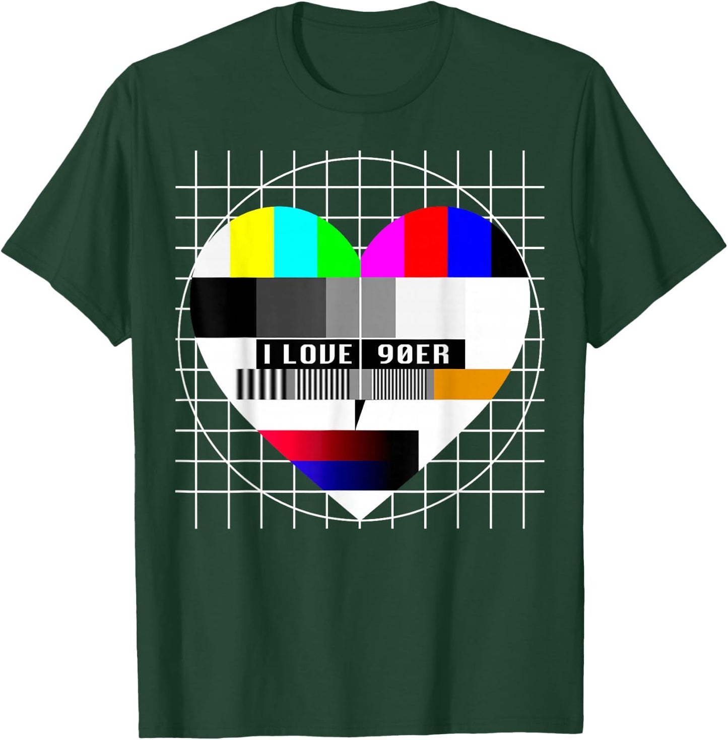90er Party Testbild Herzform Liebe I Love 90er Jahre Kostüm T-Shirt - T-Shirt | Forest