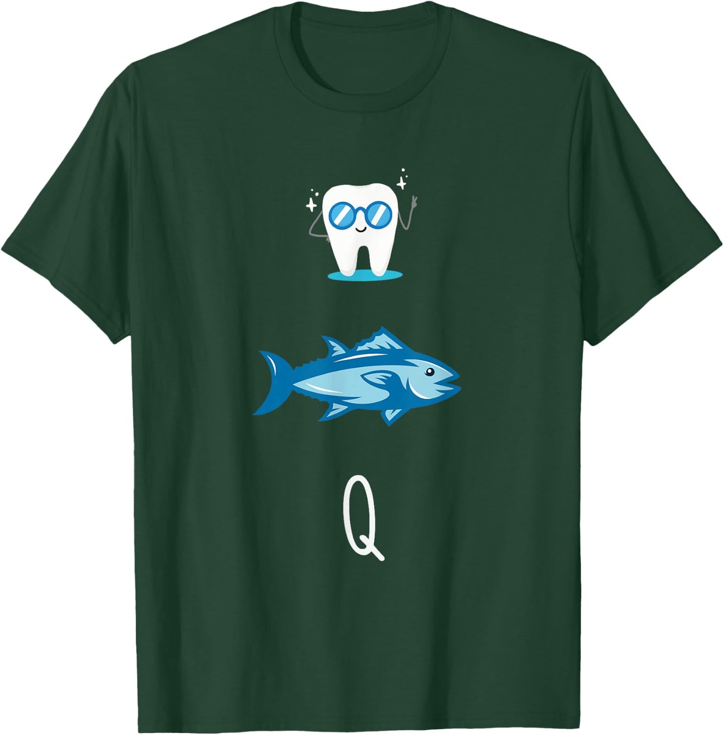 Fisherman Funny Rebus Teeth Tuna Gift Funny Man Fish , Black, S T-Shirt - T-Shirt | Forest