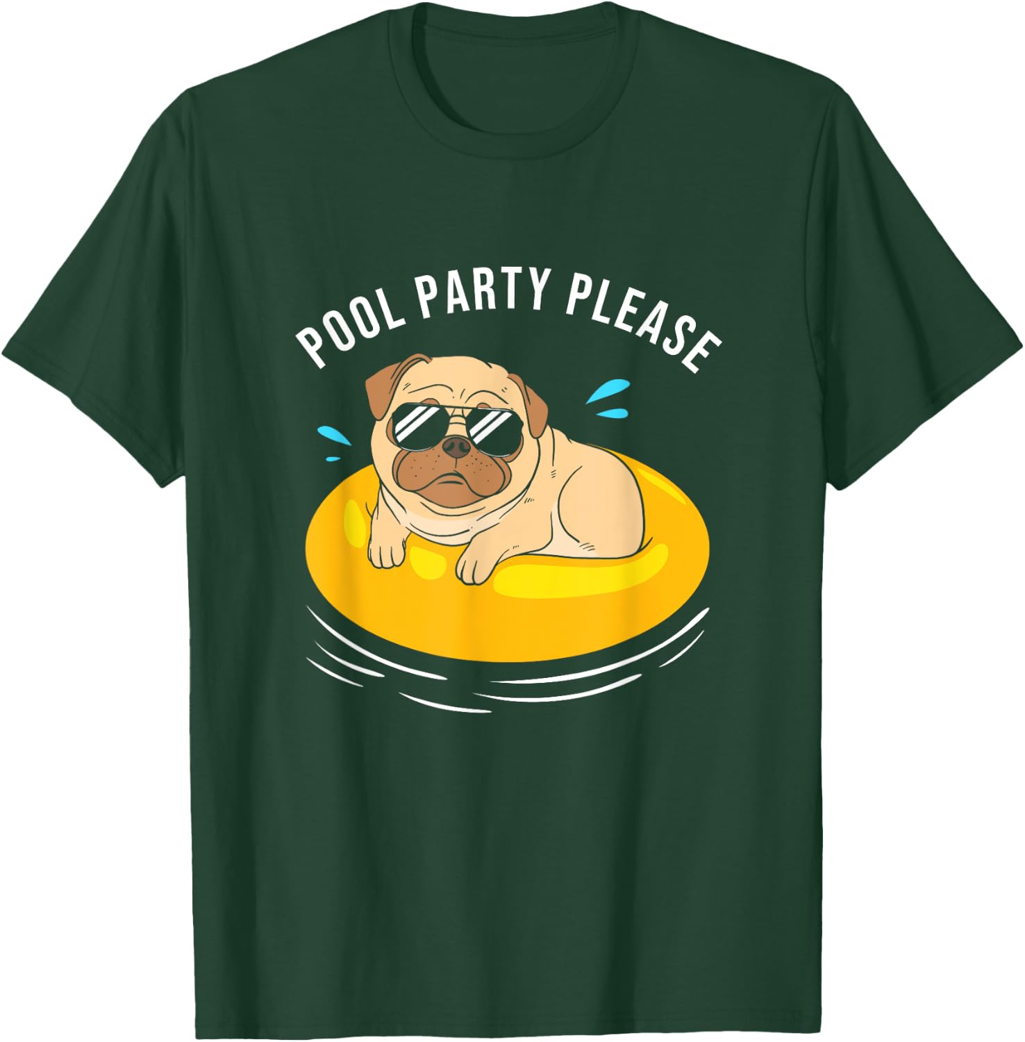 Cute Pool Party Squad Pool Party Please Dog With Sunglasses Men Women Kids T-Shirt - T-Shirt | Forest