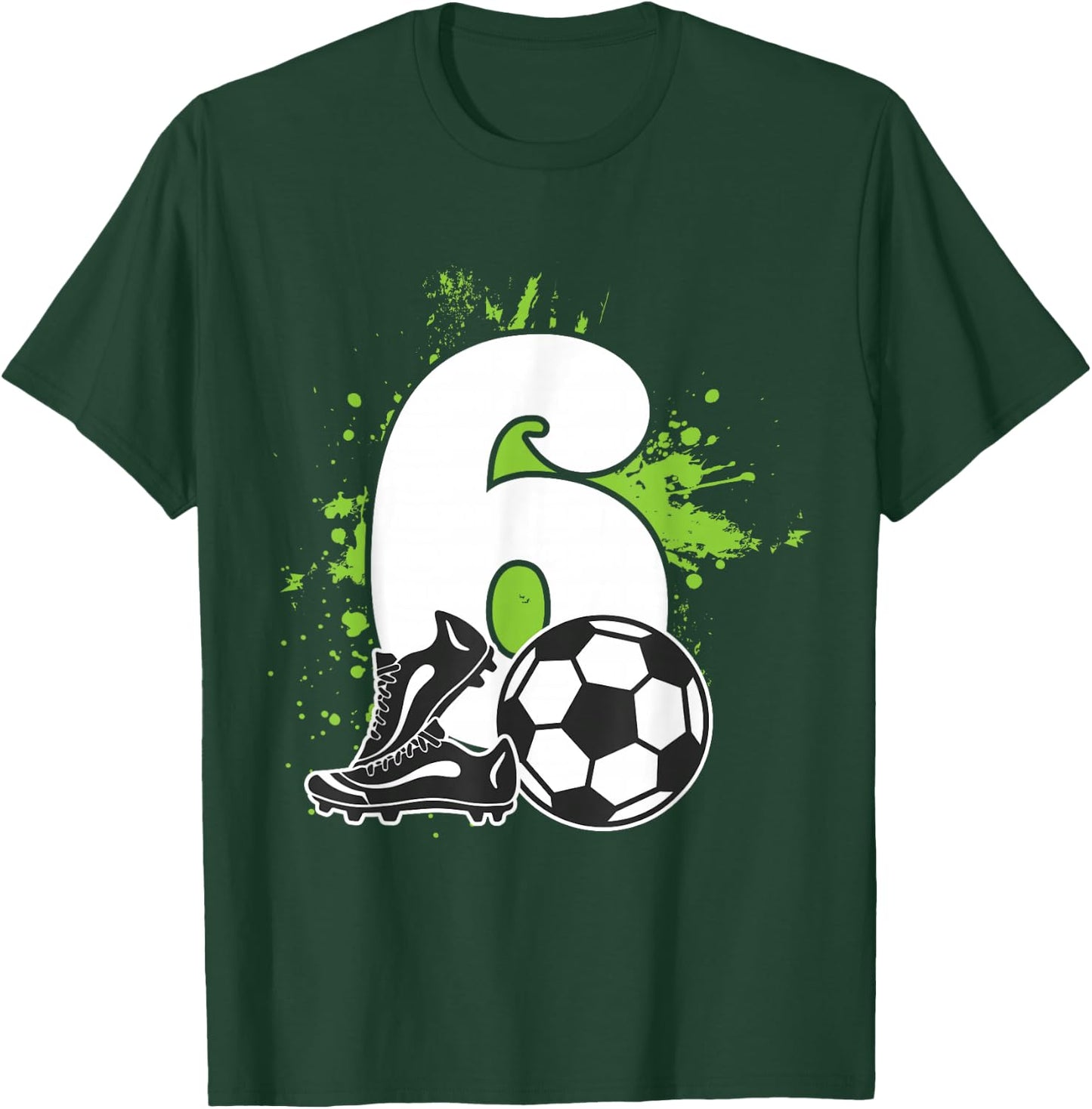 Children's 6th Birthday Boy Footballer Football , black, 80 T-Shirt - T-Shirt | Forest