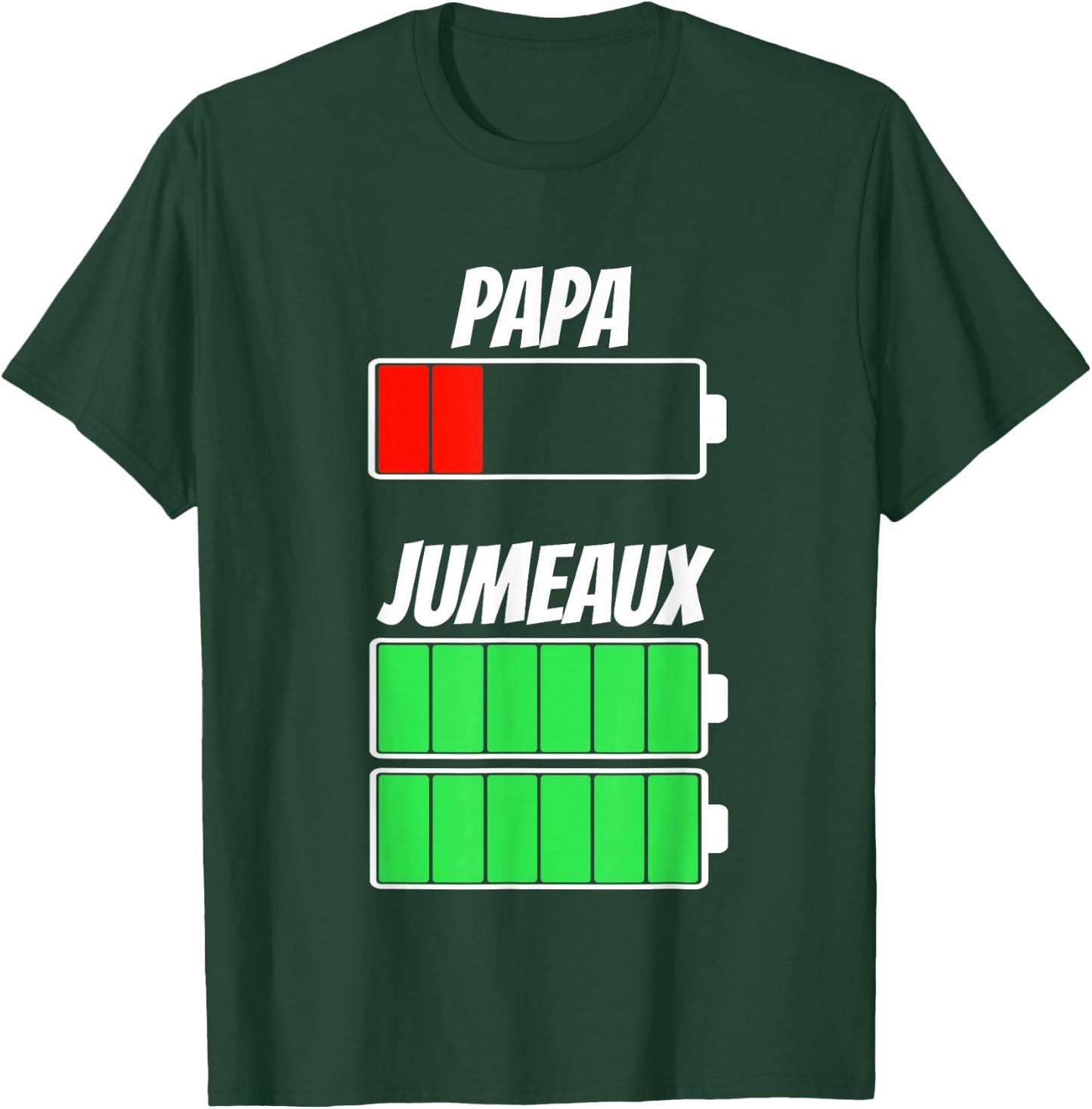 Daddy Twins Twins Dad Battery Battery Birth Christmas , Black, S T-Shirt - T-Shirt | Forest
