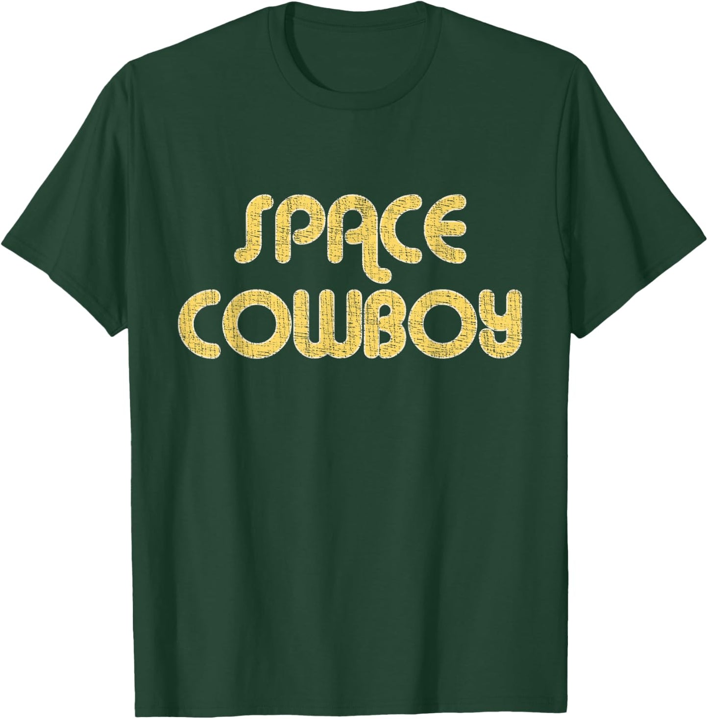 SPACE COWBOY Vintage Large Print Retro Distressed T-Shirt - T-Shirt | Forest