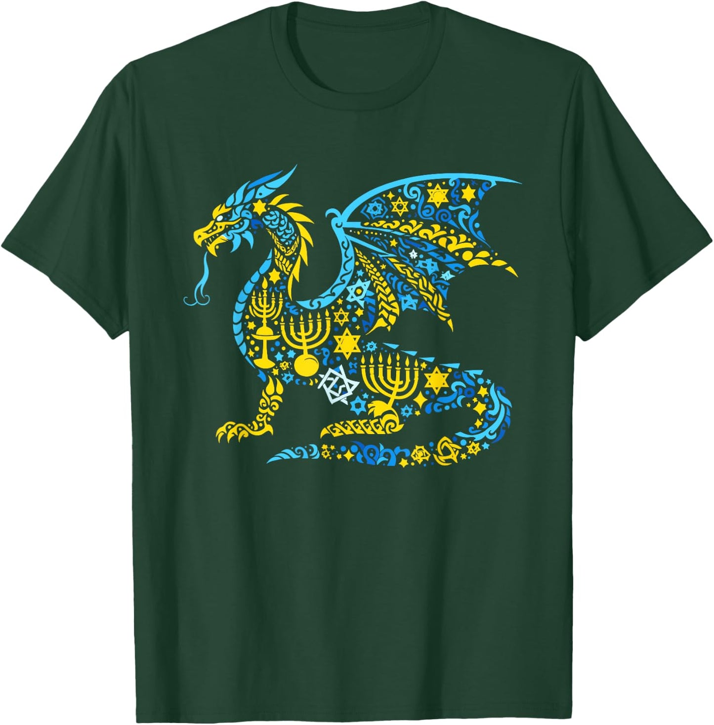 Dragon Menorah Dreidel Jewish Hanukkah Kids T-Shirt - T-Shirt | Forest