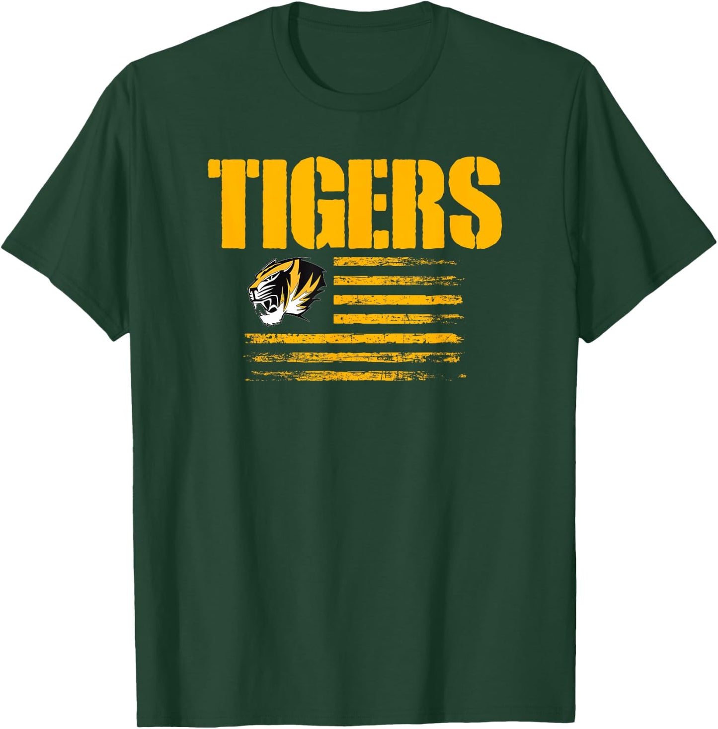 Alamogordo Tigers Logo USA Flag Pride HS T-Shirt - T-Shirt | Forest