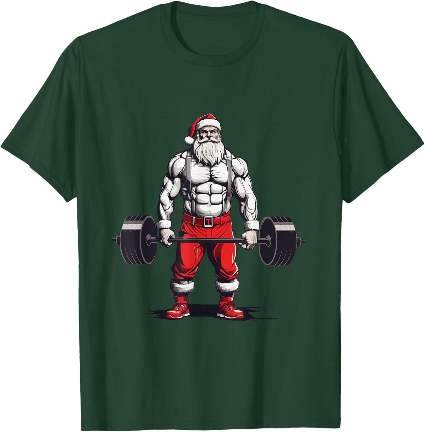 Santa Deadlift Bodybuilder Funny Fitness Christmas T-Shirt - T-Shirt | Forest
