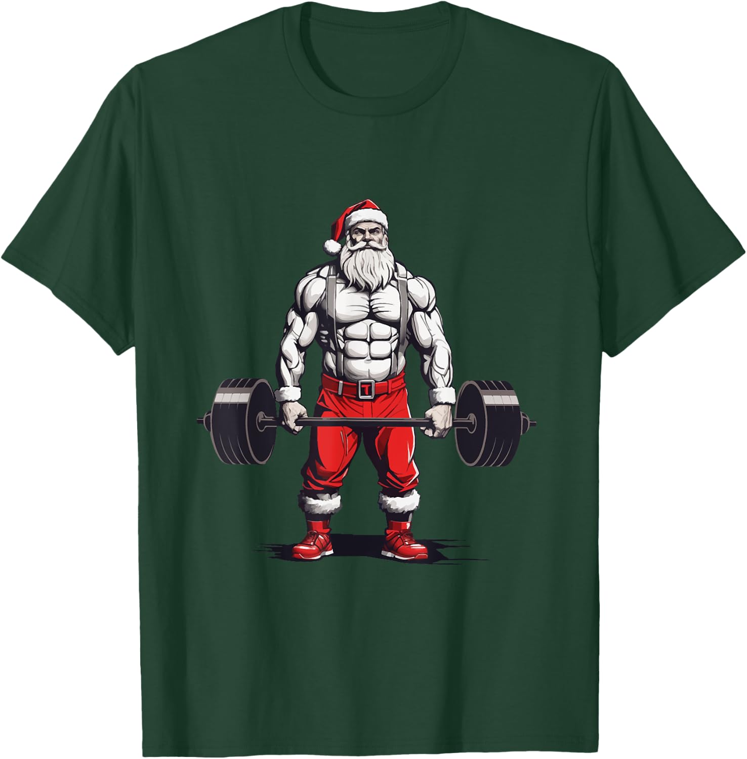Santa Deadlift Bodybuilder Funny Fitness Christmas T-Shirt - T-Shirt | Forest