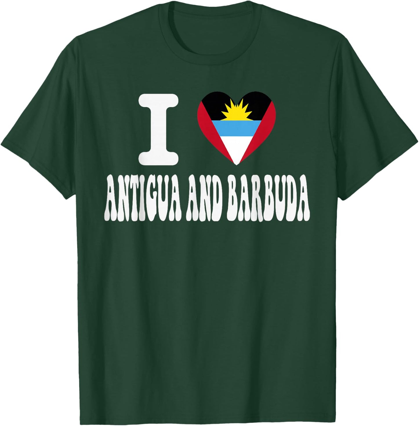 I Love Antigua and Barbuda Heart Flag Retro Travel Souvenir T-Shirt - T-Shirt | Forest