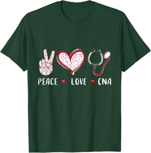 Peace Love CNA nurse nursing gifts idea women kids T-Shirt - T-Shirt | Forest