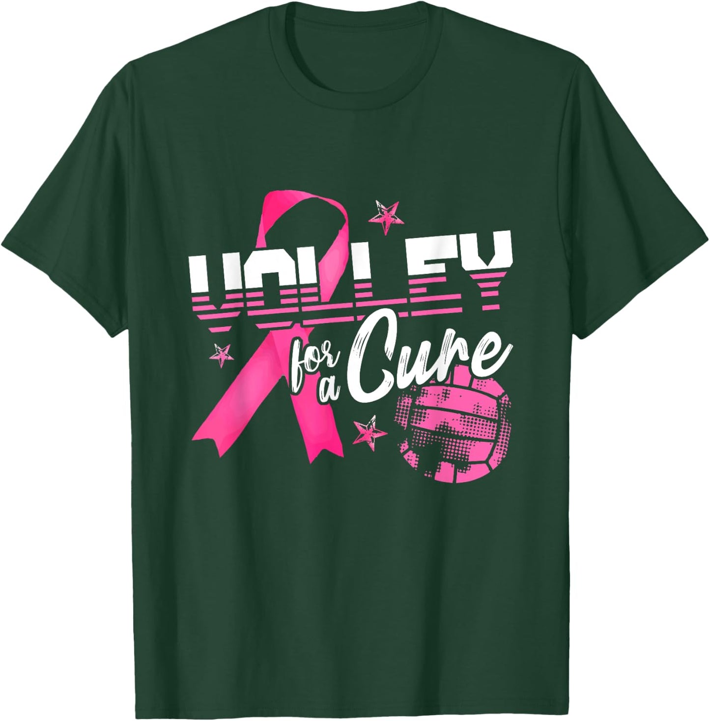 Volley For A Cure Volleyball Breast Cancer Awareness T-Shirt - T-Shirt | Forest