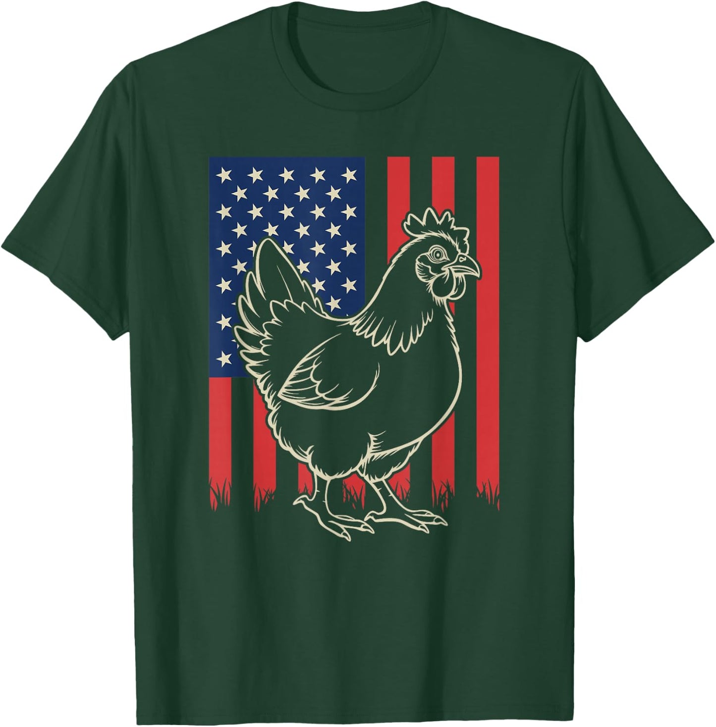 Chicken Lover Farmer Farm Animal 4th of July T-Shirt - T-Shirt | Forest