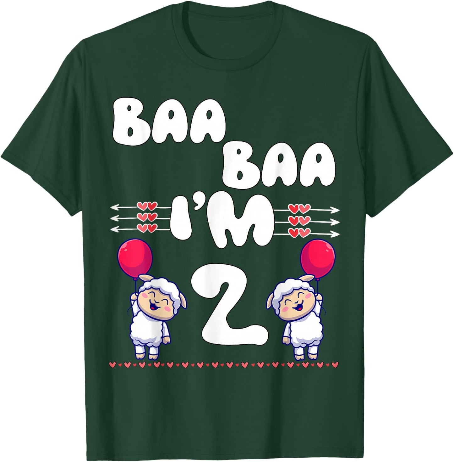 Baa Baa I'm 2 Farm Sheep Theme Party Two Year Birthday T-Shirt - T-Shirt | Forest
