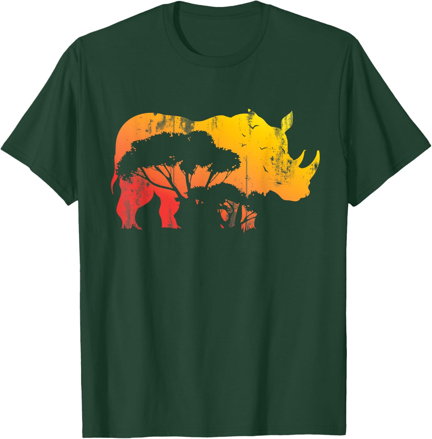 African Safari Animal Rhino T-Shirt - T-Shirt | Forest