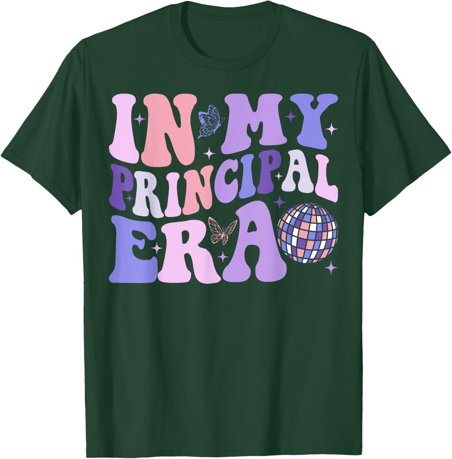In My Principal Era Groovy School Principal Back To School T-Shirt - T-Shirt | Forest